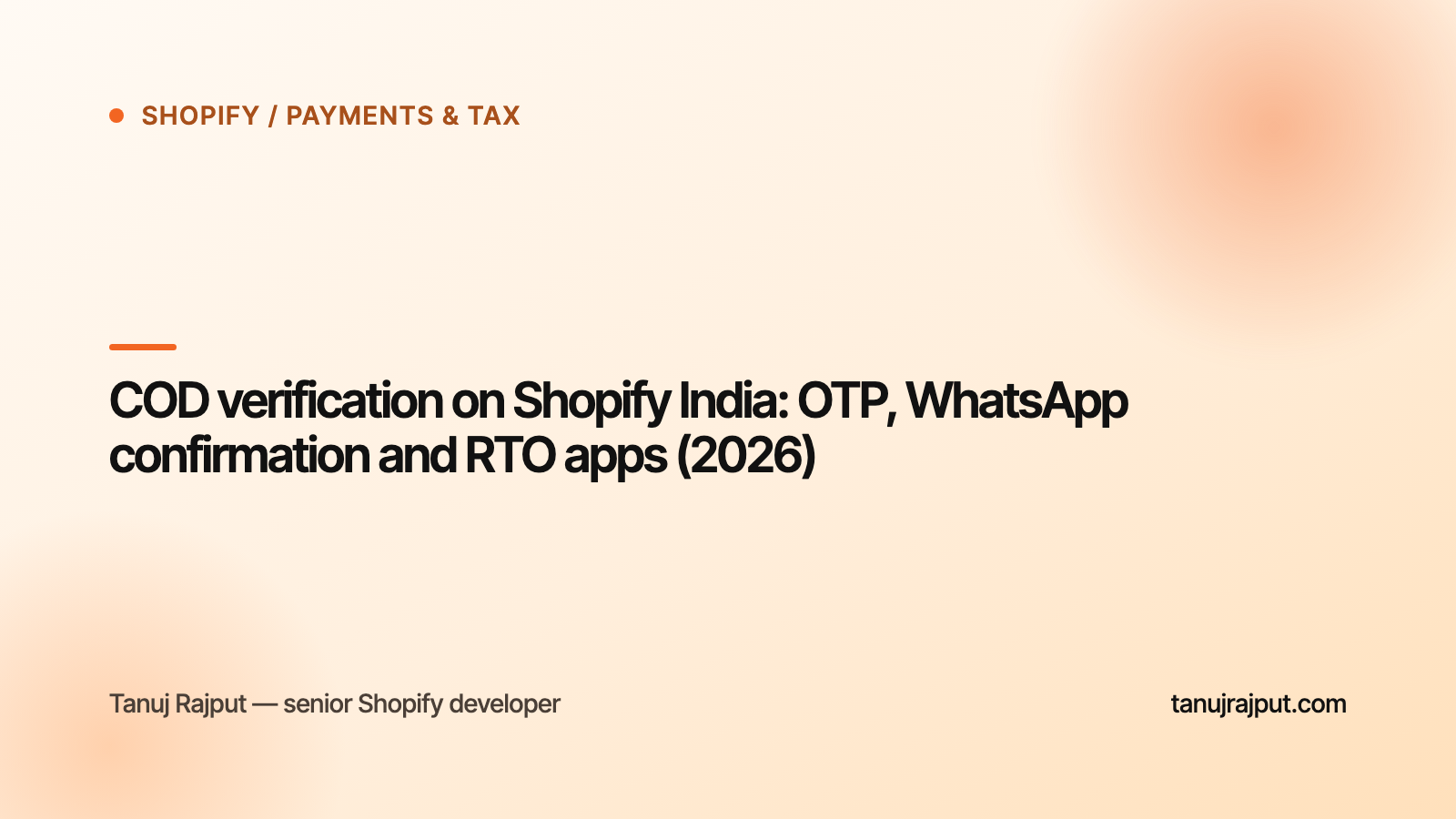 COD verification on Shopify India: OTP, WhatsApp confirmation and RTO apps (2026)