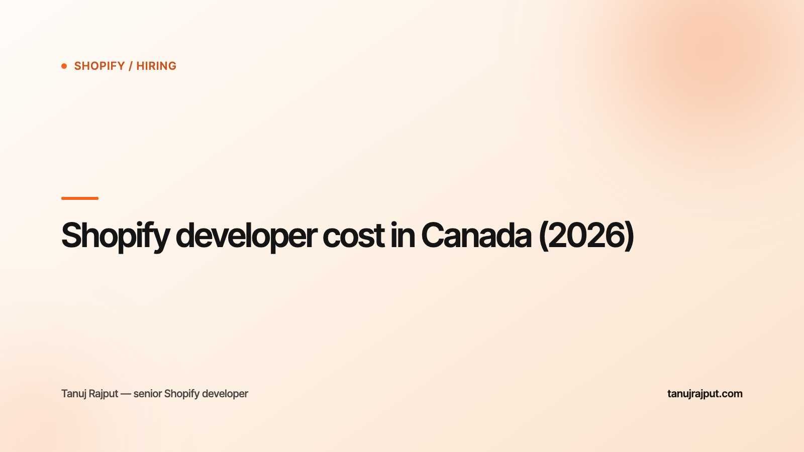 Shopify developer cost in Canada (2026)